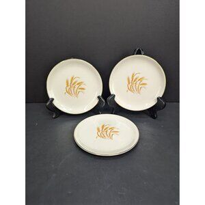 Vintage Golden Wheat Made in USA 22K Gold 6 Inch Dessert Side Plate Lot of 3